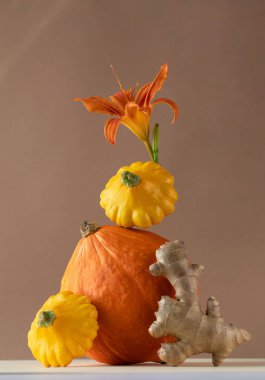 Balkabağı, pastırma ve zencefil dengesi. Sonbahar konsepti