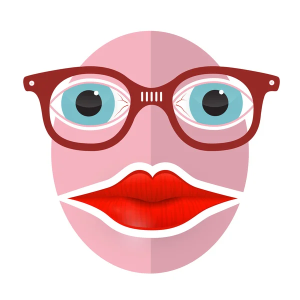 Abstract Funky Face with Big Mouth and Glasses — Stock Vector