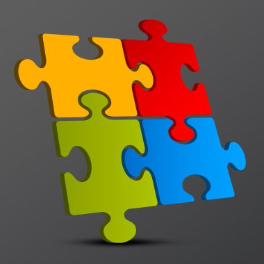 Jigsaw - Puzzle parçaları koyu arka plan üzerinde 3d illüstrasyon vektör