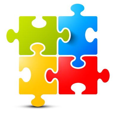 Jigsaw - beyaz arka plan üzerinde izole bulmaca vektör