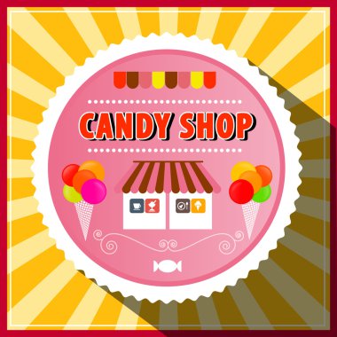 Candy Shop Retro etiket vektör çizim