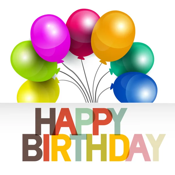 Feliz Aniversário. Cartão de aniversário vetorial com balões coloridos . —  Vetores de Stock
