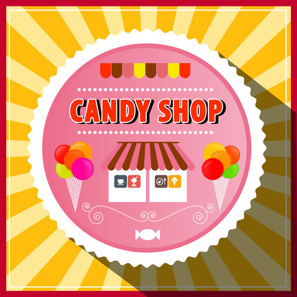 Candy Shop Retro Label Vector Illustration