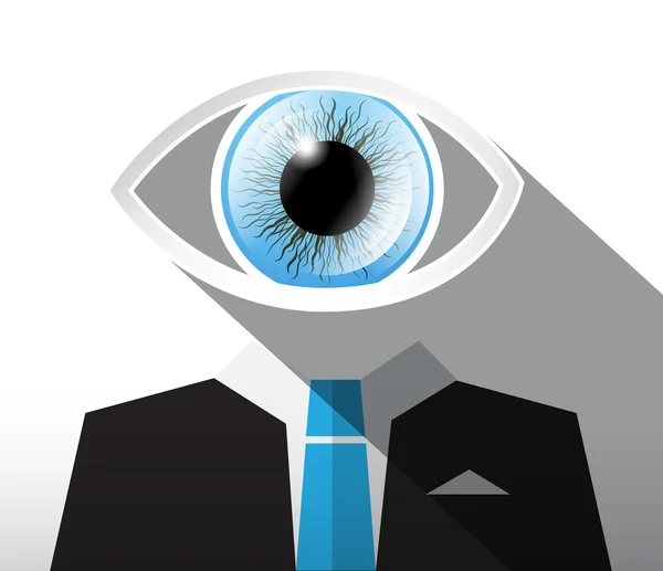 Hombre de traje con gran ojo azul. Vector abstracto Empresario Ilustración . — Vector de stock