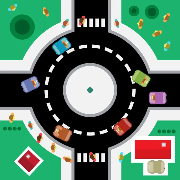 Top View Vector Roundabout. — Stock Vector