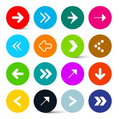 Renkli Daireler Vektör ayarlayın Oklar. Web Tasarımı veya Uygulama Simgeleri için mükemmel.