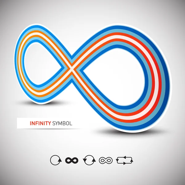 Infinity Symbol Perspective 3D Illustration with Infinite Icons Set — Stock Vector