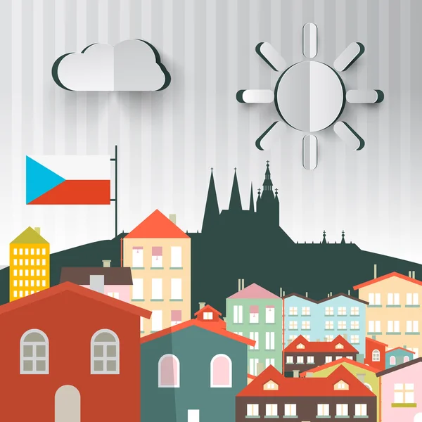 Ciudad de Praga. La capital de la República Checa. Ilustración vectorial abstracta — Vector de stock