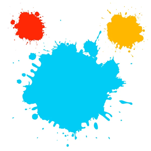 Splashes - Blots - Stains Vector Illustration. Blue, Red and Orange Abstract Splatter Shapes. — Stock Vector