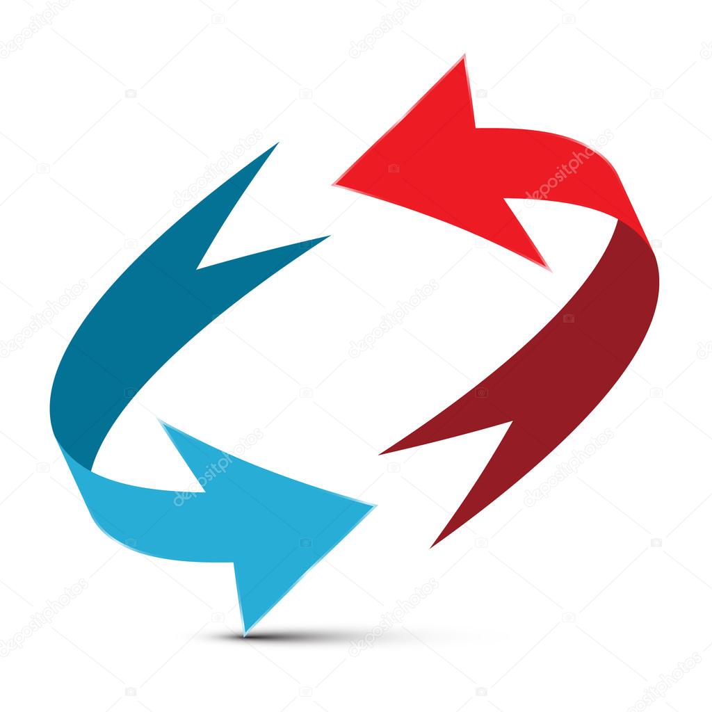Arrows Illustration. Red and Blue Double Arrow Vector 3D Infinity Symbol