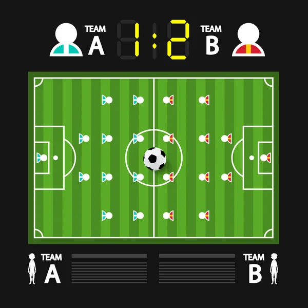 Football Soccer Championship Game Infographic Background Players Scoreboard — Stock Vector