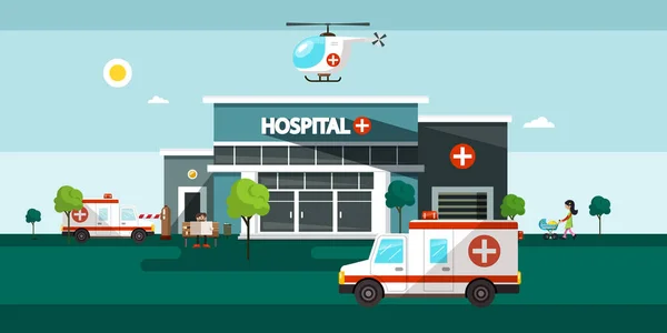 Hospital Building Vector Cartoon