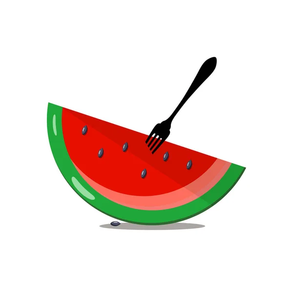 Tranche Pastèque Vecteur Melon Isolé — Image vectorielle