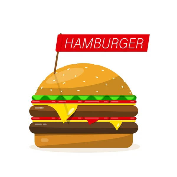 Hamburger Vctor Llüstrasyonu Beyaz Arkaplanda Zole Edildi — Stok Vektör