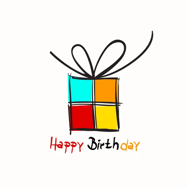 Happy Birthday Card Gift Box White Background — Stock Vector