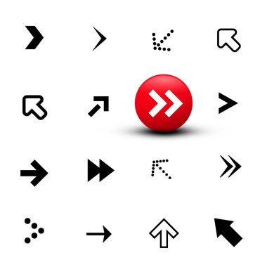 Vektör Siyah ve Kırmızı Oklar Beyaz Arkaplanda Ayrı Tutuldu