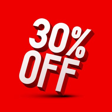 Kırmızı Arkaplanda% 30 İndirimli Vektör Sembolü