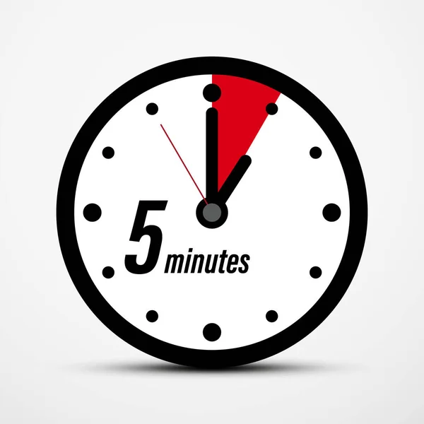 Fünf Minuten Vektoruhr Symbol — Stockvektor