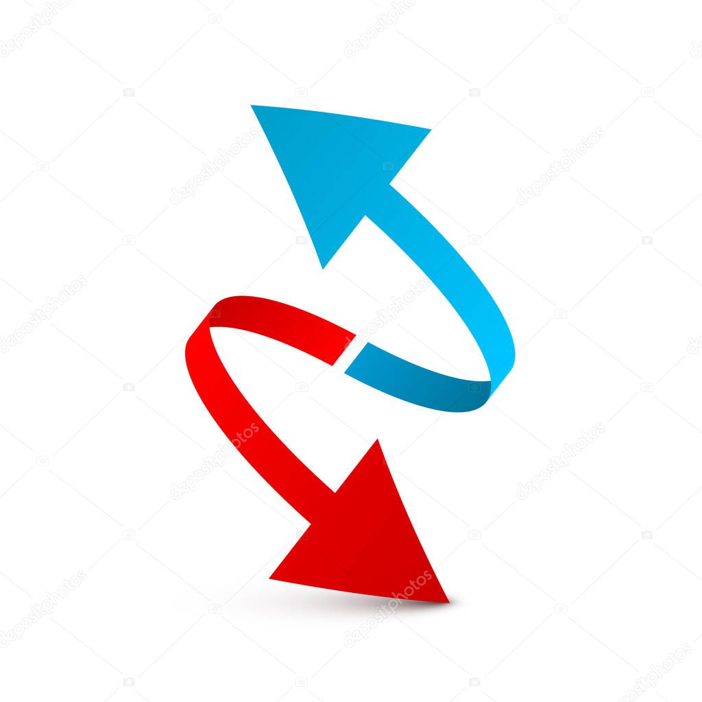 Arrows Vector Symbol - Up Blue and Down Red Arrow Icons Isolated - Democrat vs Republican Candidate Concept