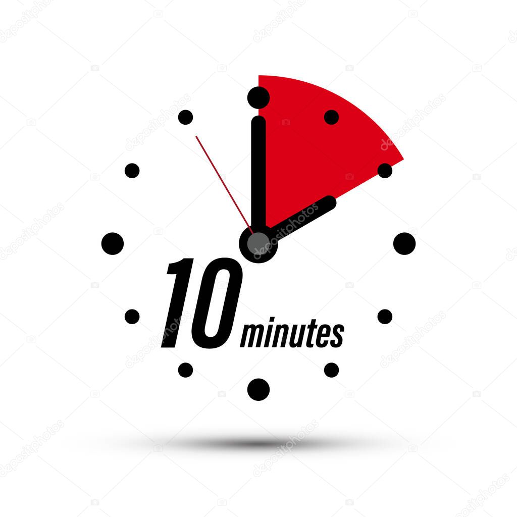 10 - Ten Minutes Clock Icon Isolated - Vector