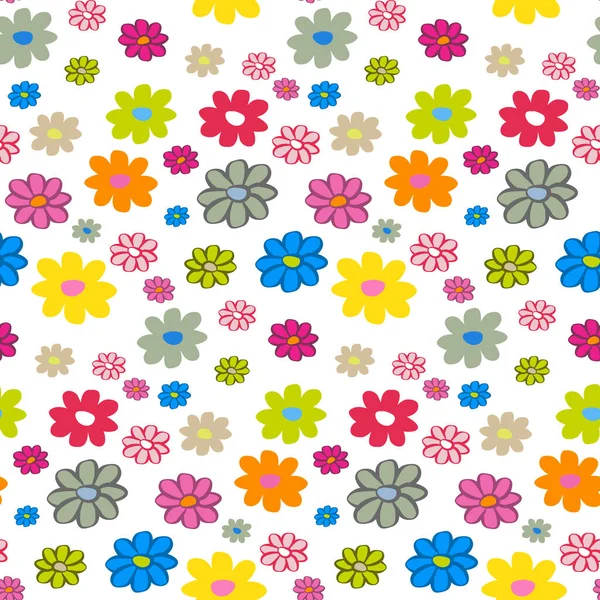 Flores Planas Sem Costura Vector Fundo — Vetor de Stock