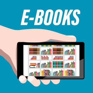E-öğrenme, cep telefonuyla ilgili e-kitaplar - Ebook - Çevrimiçi Öğrenme Konsepti Vektörü Çizgi Filmi
