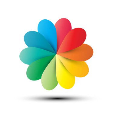 Renkli Çiçek Simgesi - Logo Tasarımı için Soyut Vektör ŞekliStencils
