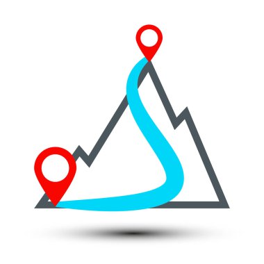 Dağ Sembollü Navigasyon İğneleri Beyaz Arkaplanda İzole Edildi