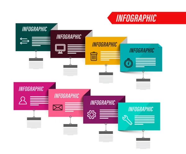 Business Infografik Mit Bunten Papieren Vector Infografik Design — Stockvektor