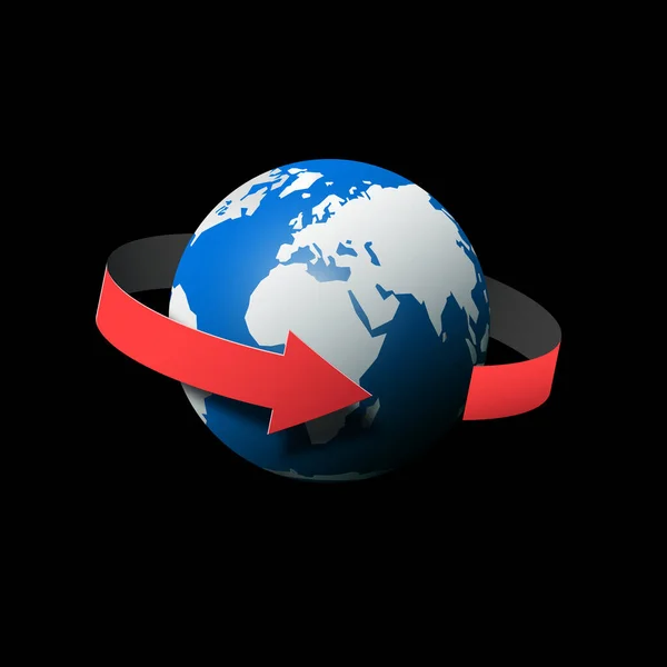 Globe Earth Planet Universe Arrow Rotation Direction Vector Illustration — Stockový vektor