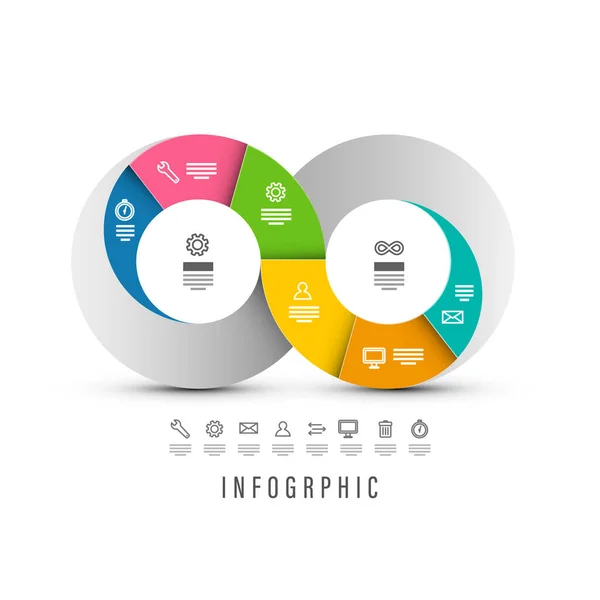Infographic Design Ατελείωτο Εικονίδιο Διανυσματική Διάταξη Infographics Σύμβολο Infinity — Διανυσματικό Αρχείο