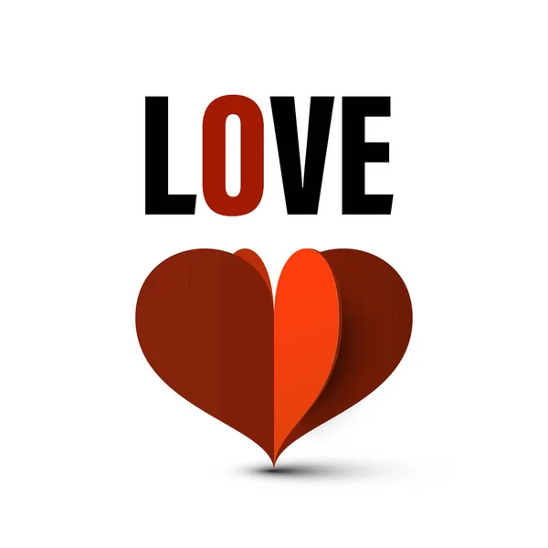 Símbolo Amor Com Papel Cortado Coração Vermelho Vetor — Vetor de Stock