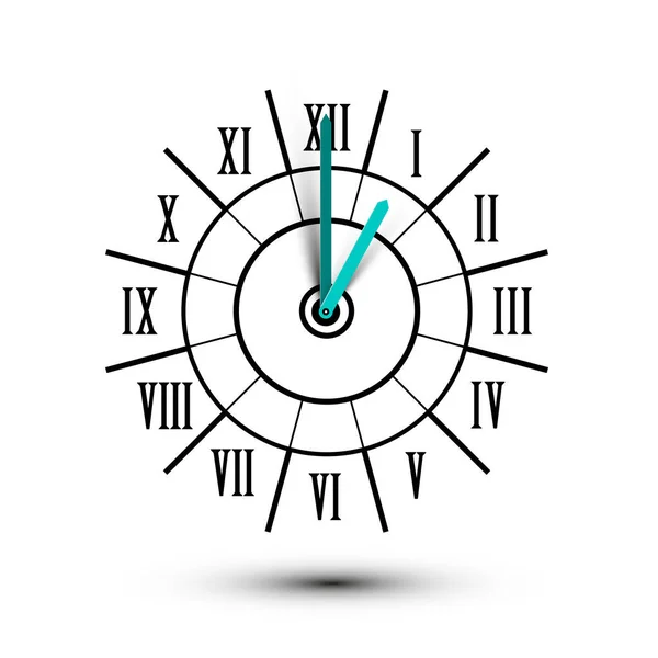 Moderno Ícone Vetor Relógio Analógico Retro Com Números Romanos — Vetor de Stock
