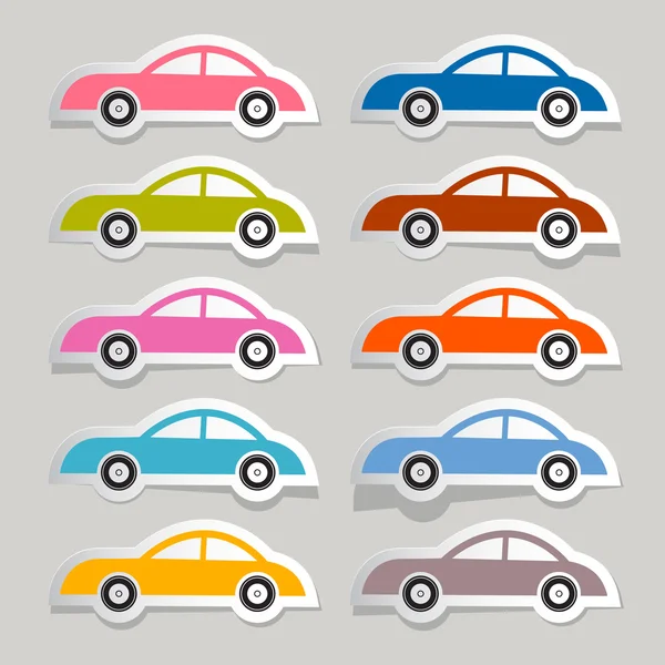 Vector Colorful Paper Cars Set — Stock Vector