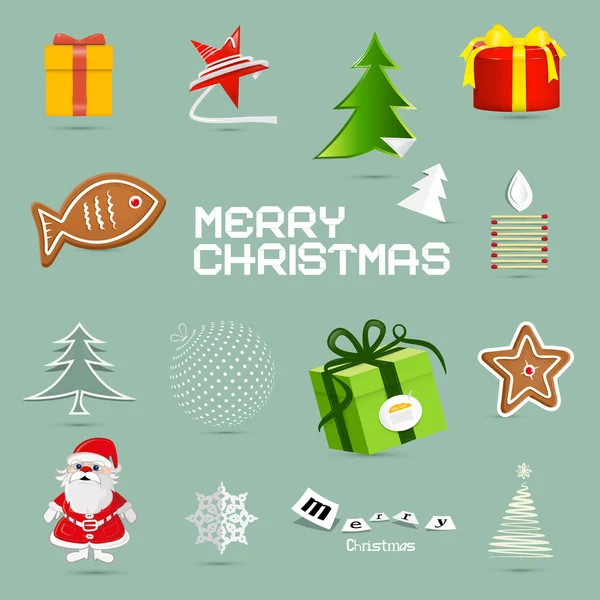 Retro Vector Christmas Symbols - Icons Set — Stock Vector