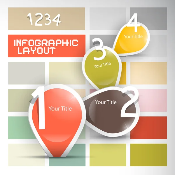 Um, dois, três, quatro passos de progresso de papel vetorial retro para tutorial, conjunto de infográficos — Vetor de Stock