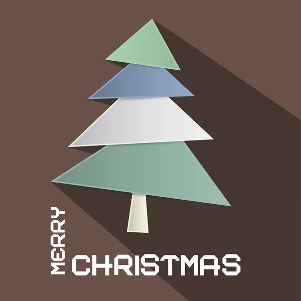 Vector Retro Brown Joyeux Noël Illustration avec arbre de coupe de papier — Image vectorielle