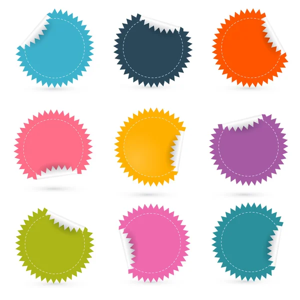 Pegatinas vacías de papel colorido - Set de etiquetas — Vector de stock