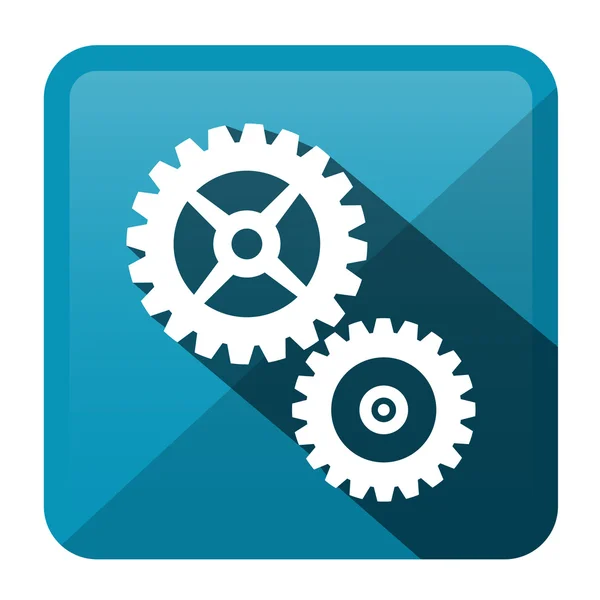 Cog - Gear Blue Vector redondeado icono cuadrado — Vector de stock