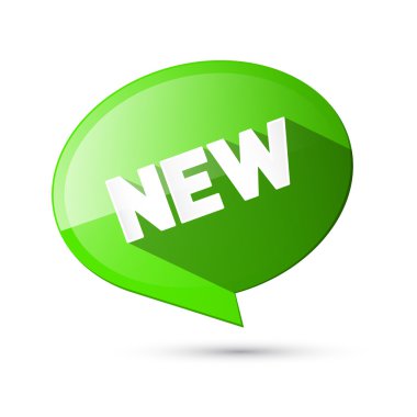 Yeşil düz tasarım vektör etiket - beyaz arka plan üzerinde izole yeni başlık etiketi