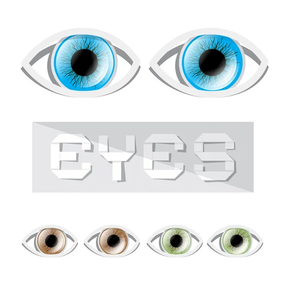 Vector Blue - Verde e Brown Eyes Set — Vetor de Stock