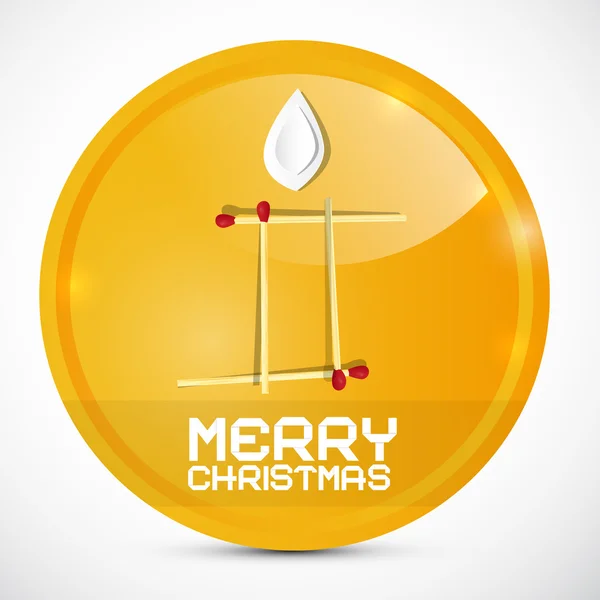 Merry Christmas Gold Medal with Paper Candle Vector Illustration — Stock Vector