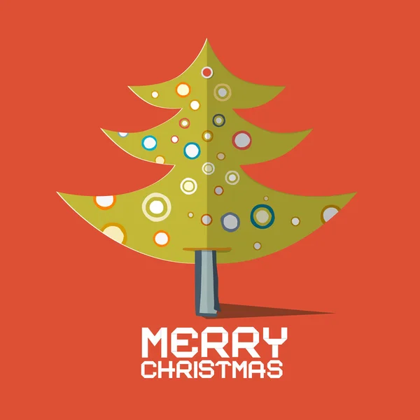 Árbol de Navidad Vector hecho de papel sobre fondo rojo retro — Archivo Imágenes Vectoriales