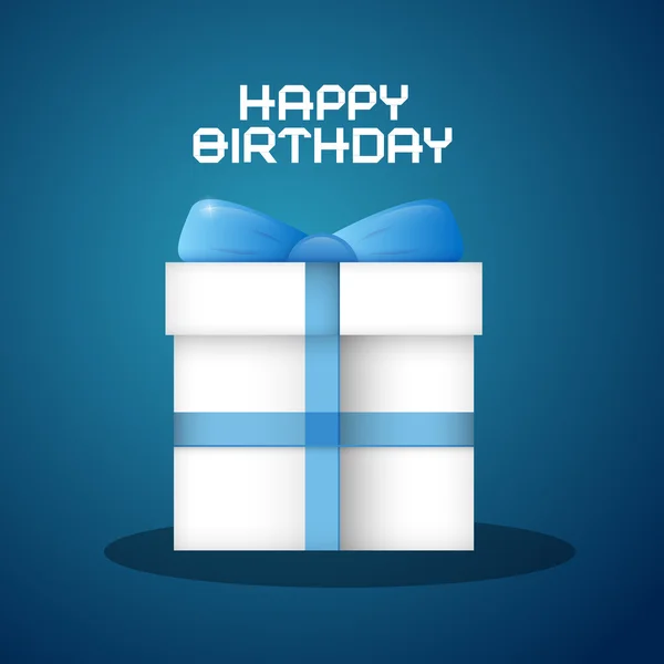 Feliz cumpleaños Vector Ilustración con fondo azul y caja de regalo de papel — Vector de stock