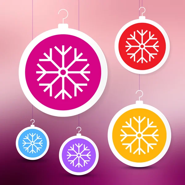 Barevné papírové vektor vánoční koule na rozmazané pozadí abstraktní fialový — Stockový vektor