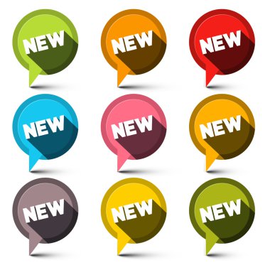 Yeni daire vektör Etiketler Set