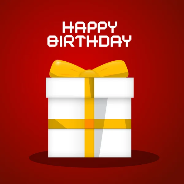 Vector Happy Birthday White Paper Gift Box Illustration on Red Background — Stock Vector