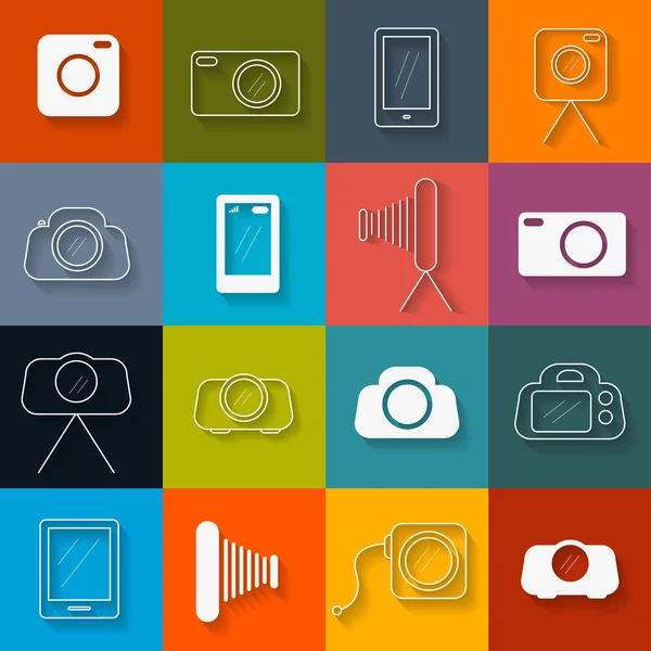 Vector Flat Design Photography Icons Set — Stock Vector