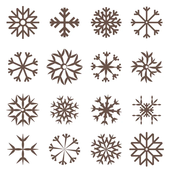 Snowflakes Set Flat Design Vector Illustration — Stock Vector