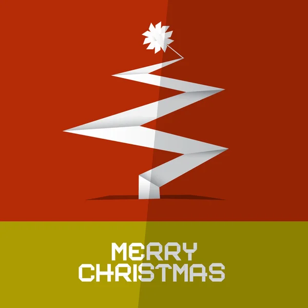 Feliz cartão de Natal com árvore de papel — Vetor de Stock